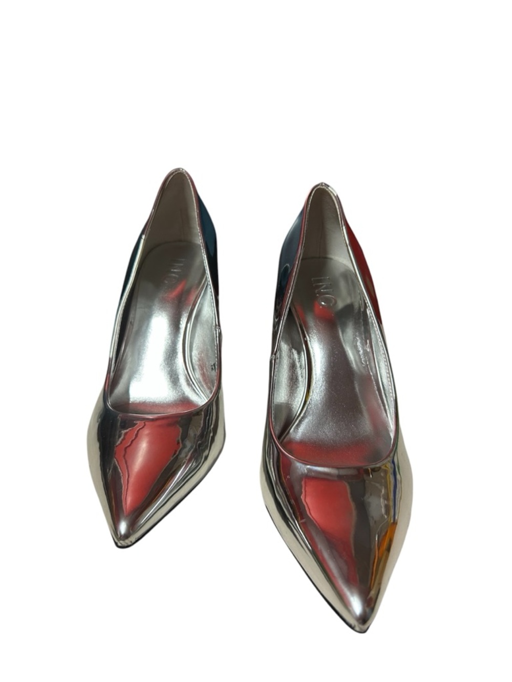 Inc International Concepts Ubika Silver Pointed-toe Pumps 9M Silver Block Heel - Picture 3 of 9